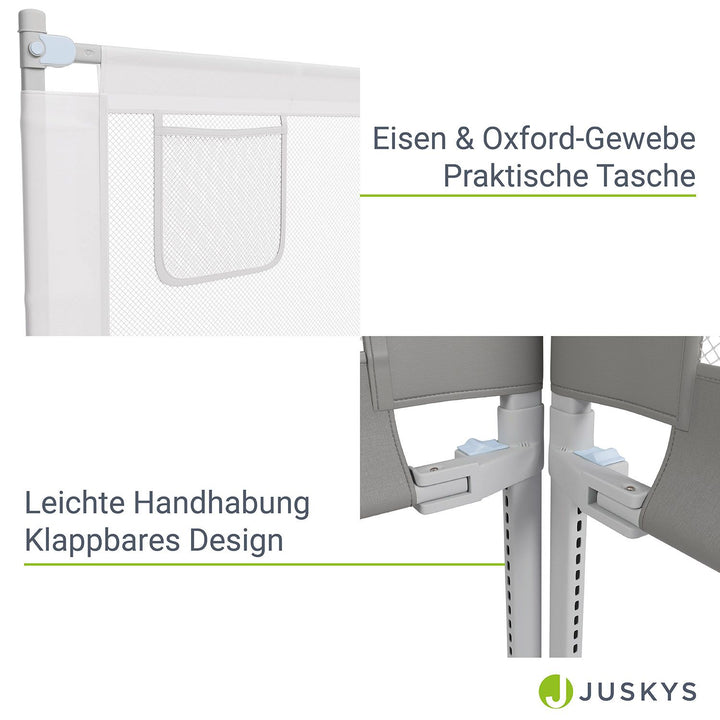 Juskys Jaron Bedhekje Voor Baby's - Grijs - Verstelbare Hoogte - 180 cm x 71-101 cm