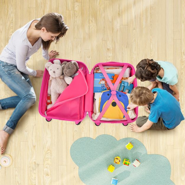 Coast 2-Delige Kinderkoffer + Rugzak Kindertrolley - Harde schaal Roze