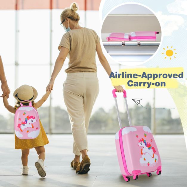 Coast 2-Delige Kinderkoffer + Rugzak Kindertrolley - Harde schaal Roze