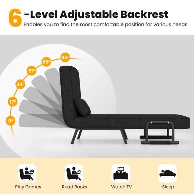 Coast Fauteuil - Slaapbank - 5 Posities - Max. 150 kg - 184 x 65 x 29 cm - Donkergrijs