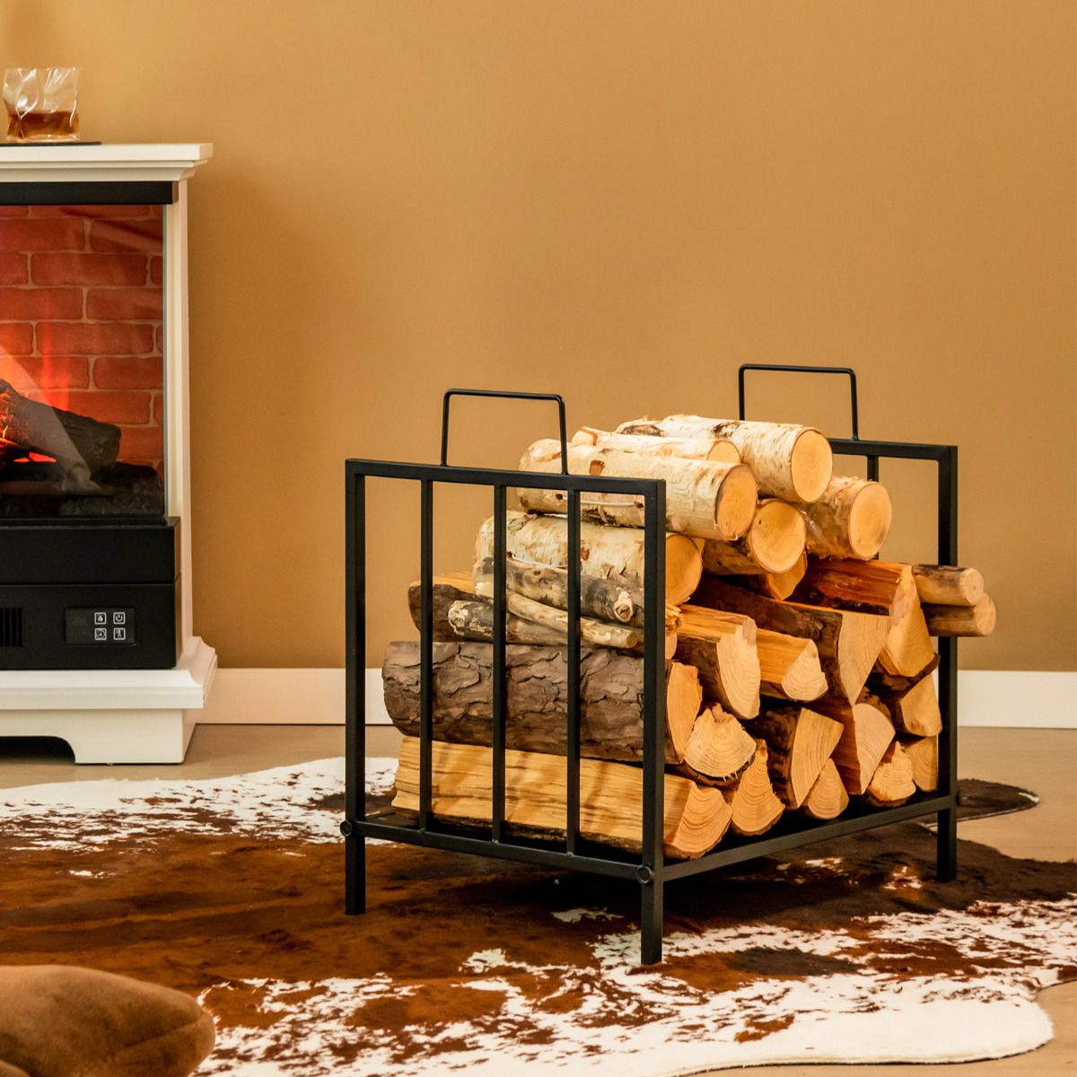 Coast Firewood Shelf Metal tot 50 kg veerkrachtige brandhoutplank brandhoutplank 46 x 31 x 46 cm zwart
