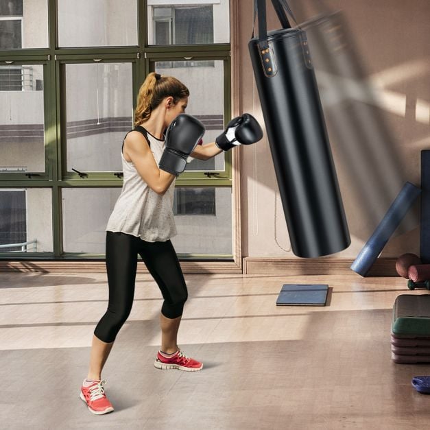 Coast Bokszak Set Zwart – 4-in-1 Hangende Punching Bag met 12OZ Bokshandschoenen – 32 x 110 cm