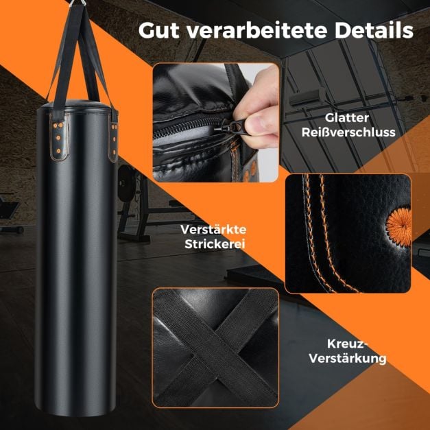 Coast Bokszak Set Zwart – 4-in-1 Hangende Punching Bag met 12OZ Bokshandschoenen – 32 x 110 cm