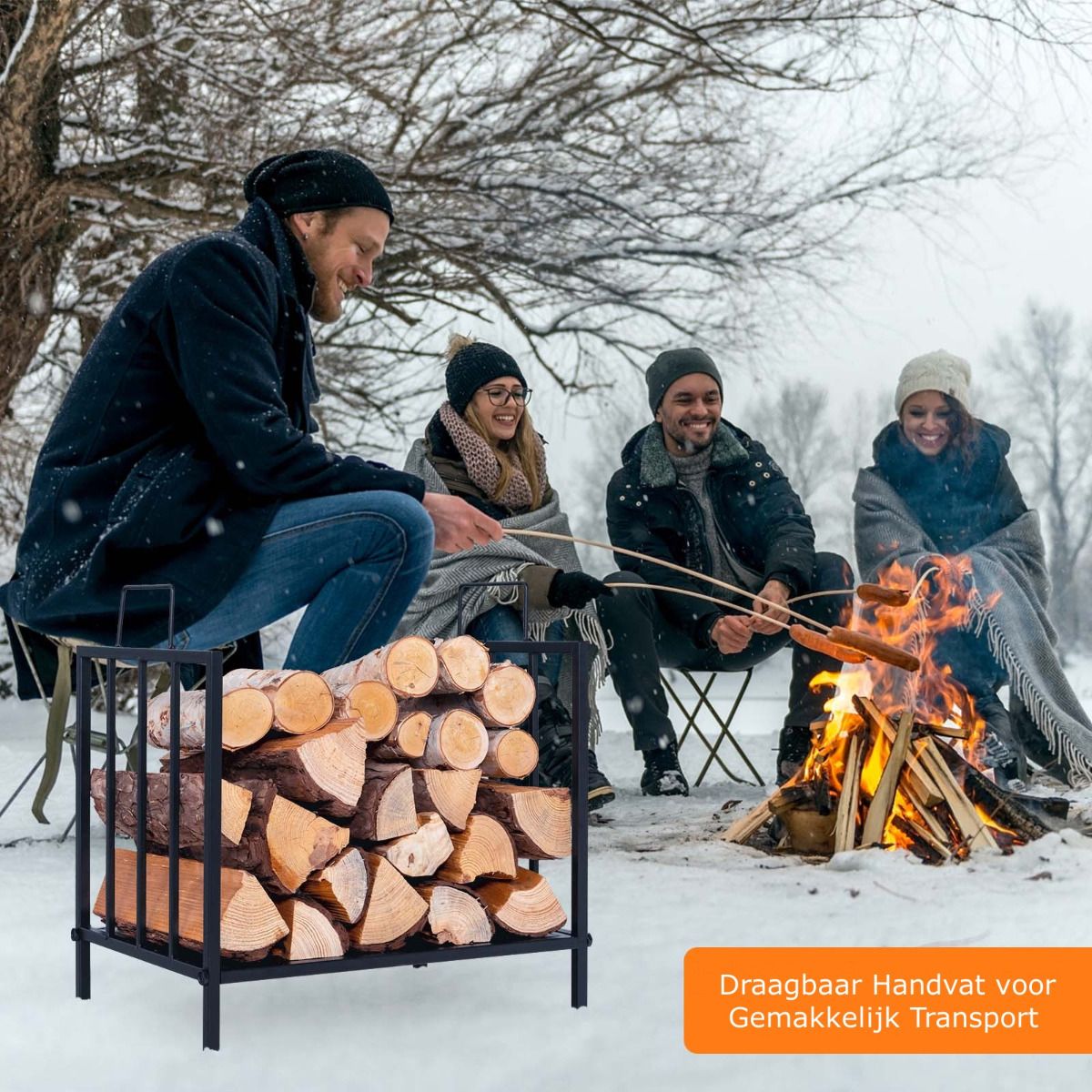 Coast Firewood Shelf Metal tot 50 kg veerkrachtige brandhoutplank brandhoutplank 46 x 31 x 46 cm zwart