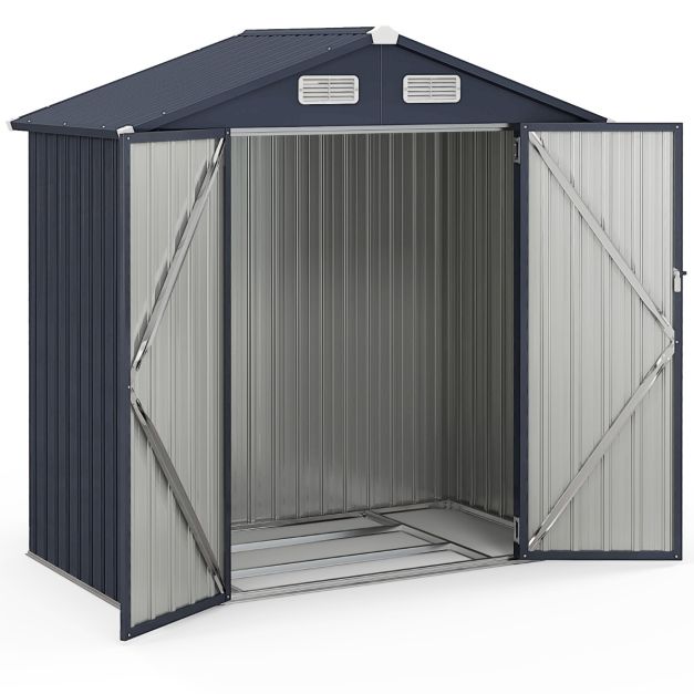 Coast Tuinhuis - Metaal - Dubbele Deur - Ventilatie - Fundering - 3.44m³ - Donkergrijs