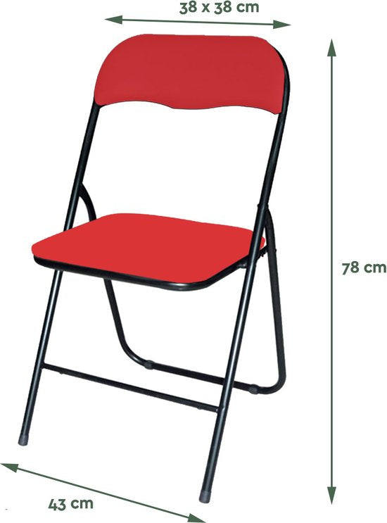 BRASQ Klapstoel Rood Zwart - Vouwstoel - Opvouwbare stoel 43x38x78 cm - PVC - Eettafelstoel