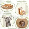 Yaheetech Krabpaal met Kattenmand en Kattenhuis - Beige - 40 x 40 x 75 cm