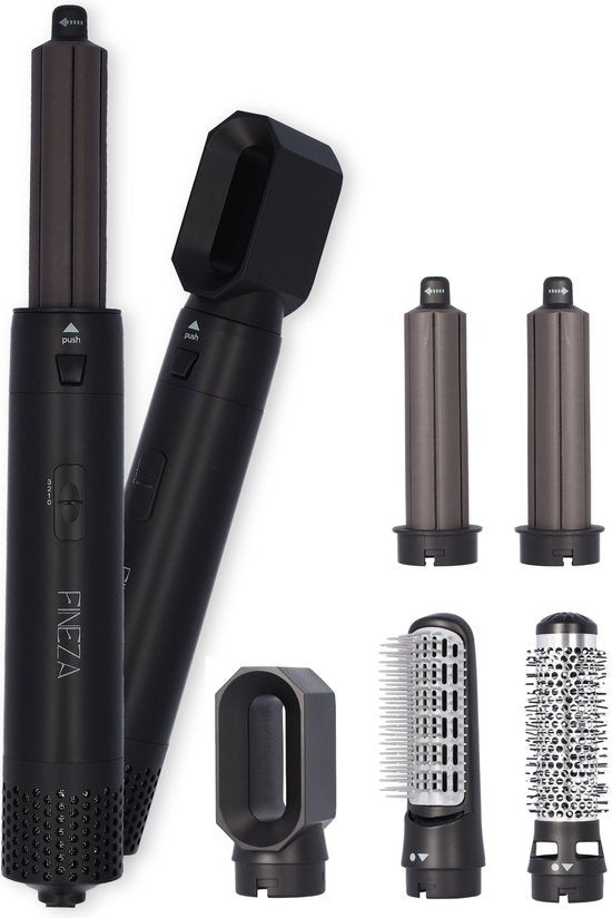 Fineza Multifunctionele Krultang - 5 in 1  - Föhnborstel - Krulborstel - Kort & Lang Haar - 800W - Zwart