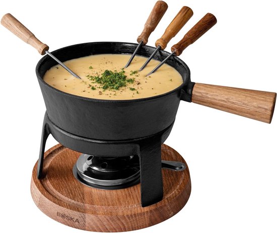 Boska Fondueset Pro L - Kaasfondueset - Voor elk type fornuis - Robuust & onbreekbaar gietijzer - 1,8 liter