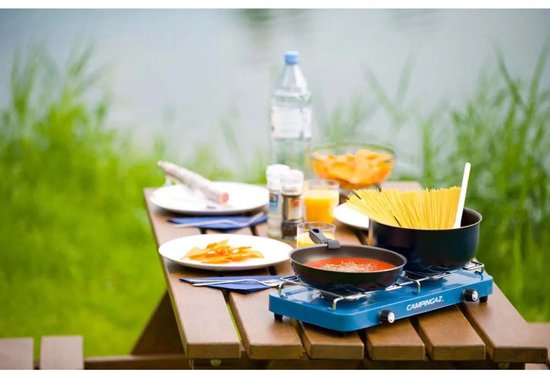 Campingaz Base Camp Camping kooktoestel - 2 pits camping gas kooktoestel - 2x 1600 Watt - blauw