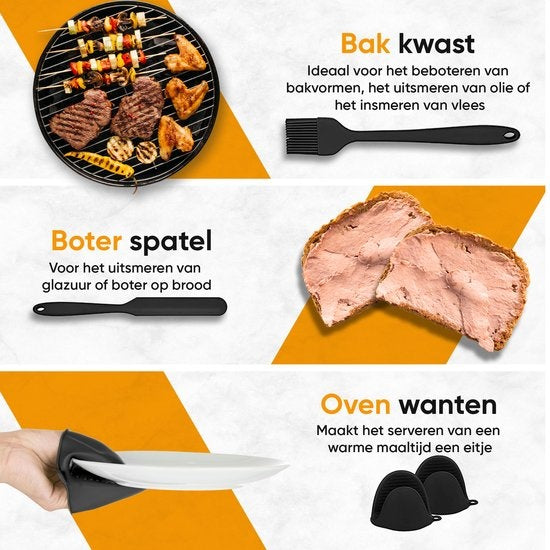 Strex Keukengerei Set 43 delig met Houder - Hittebestendig / BPA Vrij / Siliconen