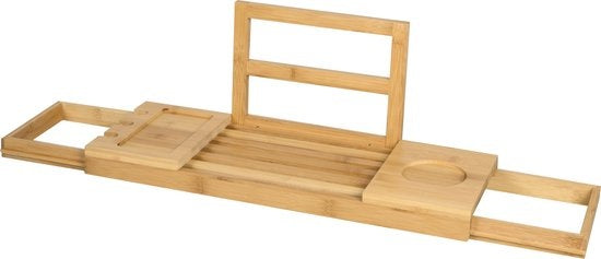 Badplank voor in Bad - Badrek - Uitschuifbaar 50-92cm - Tablethouder - Bamboe