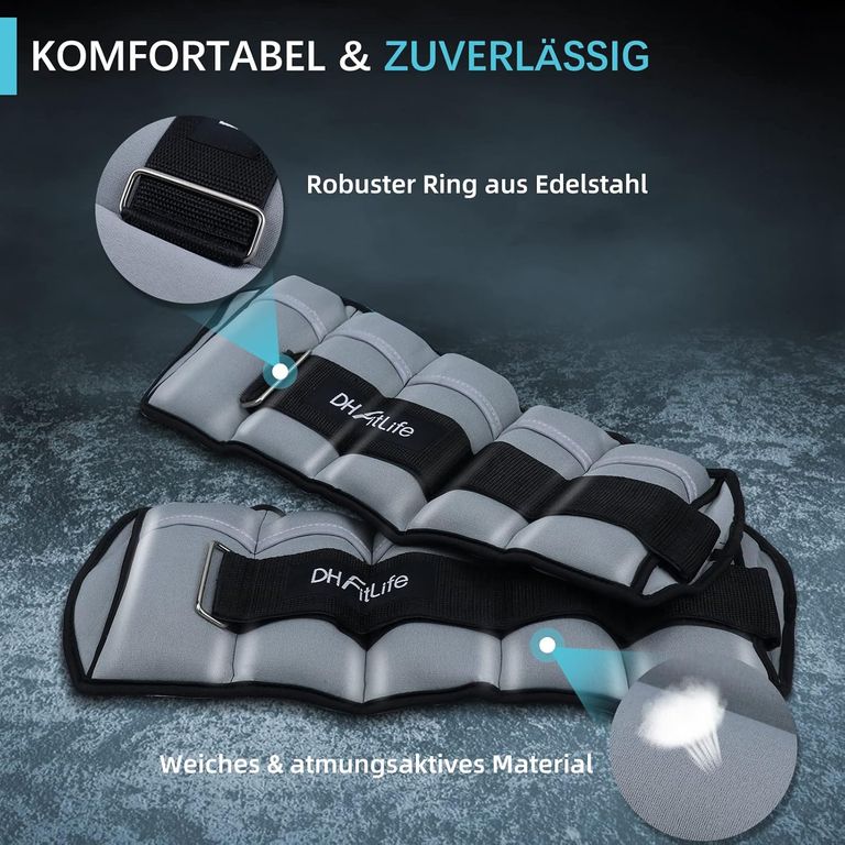 DH FitLife Enkelgewichten - Verstelbaar 0,5-4,5 kg - Set van 2 - Reflecterend