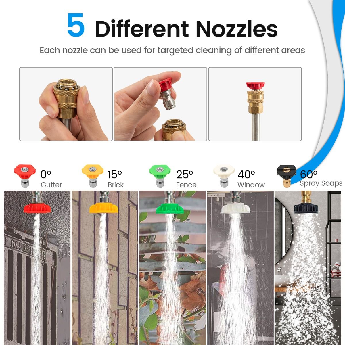 Coast Hogedrukreiniger - Telescopisch Verlengstuk - Incl. 5 Sproeikoppen En Draagharnas - Zilver