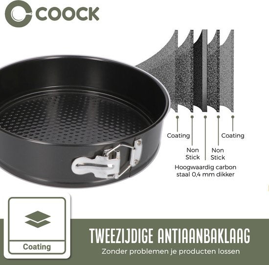 COOCK 6-delige Bakvorm Set - Springvorm - Taartvorm met Antiaanbaklaag - 12 tot 28 Cm Diameter -Cakevorm Incl. Deegschaper & E-Book