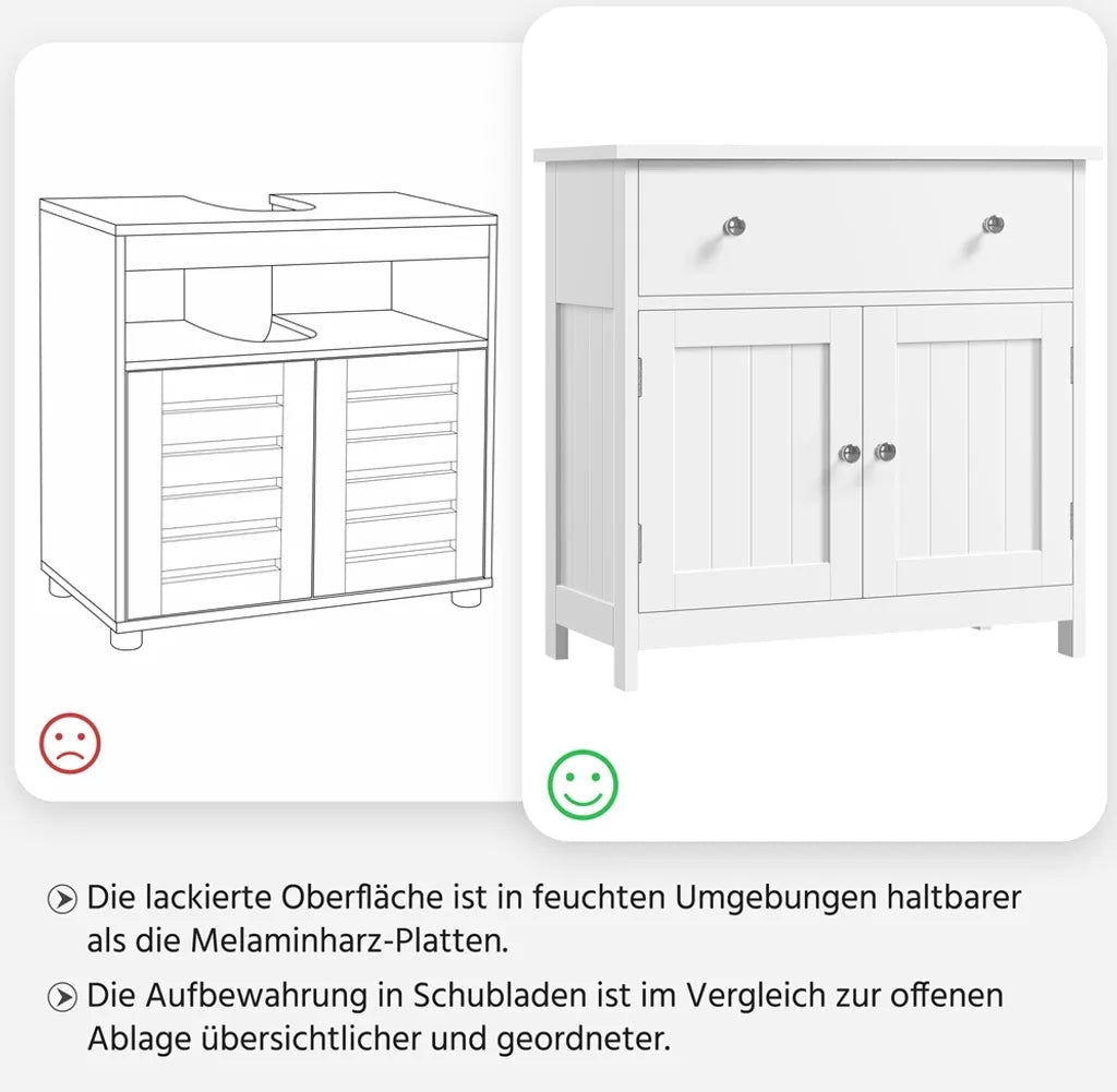 Yaheetech Badkamerkast - Landelijk - Compact - 60x30x60 cm - Wit