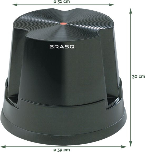 BRASQ Opstapkrukje zwart kunststof Essential ST100 draagvermogen 150 kg, opstapkruk, olifantenvoet, kantoorkruk, trap, roltrap, kruk