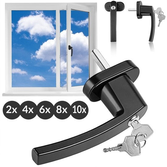 Monzana - Raamsluiting 8x - Afsluitbaar Slot Pin Lengte 35mm Zwart