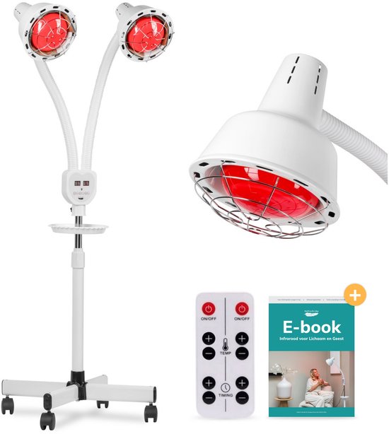 Infraroodlamp - 2 Koppen - Draaibaar - Infrarood - Therapie - Deken - Lamp - Verwarmingspaneel - Soft & Silky