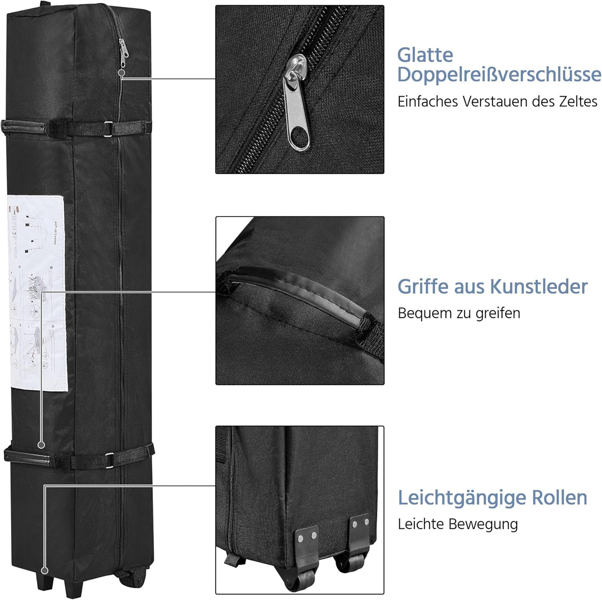 Yaheetech Pop-up Vouwpaviljoen 3 × 3 m In Hoogte Verstelbaar 170,5–265,5 cm Blauw