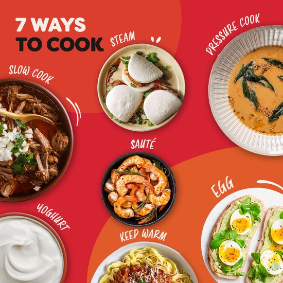 Instant Pot Rio XL 7,1L Multicooker - 7-in-1 Snelkookpan - Slowcooker - Rijstkoker - Stomer - 33% Meer Kookoppervlak - RVS Binnenpan - Tot 80% Energiebesparing