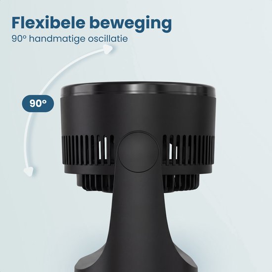Auronic Tafelventilator - 3 Snelheden - Mini Ventilator - Vloerventilator - Muurmontage mogelijk - 41db - 90° Oscillatie - 7 Meter Luchtstroom - Zwart