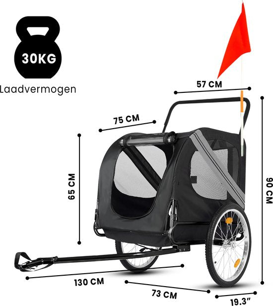 Outbee Hondenfietskar - Fietskar hond - Hondenfietskar opvouwbaar - Hondenkar - 2-in-1 Honden fietskar - Hondenbuggy - Max 35kg