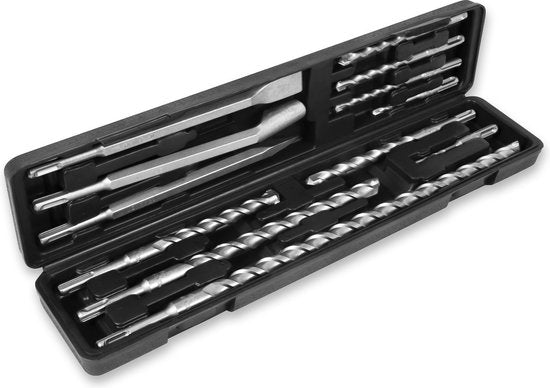 VONROC Boor- en beitelset SDS-Plus – 12-delig – Universeel – Koffer incl. boren, punt, guts- en platbeitels