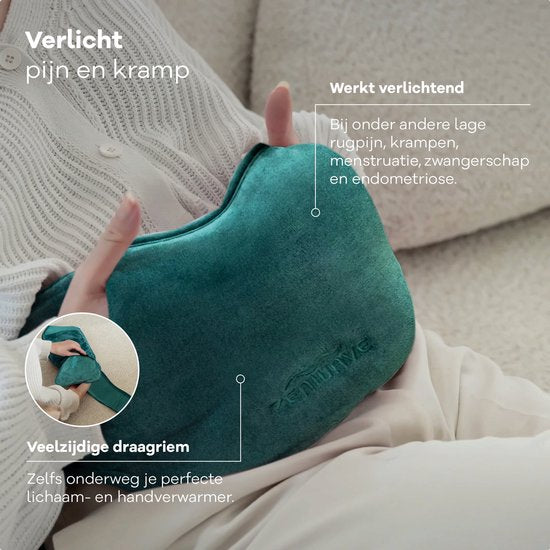 Zenwave Elektrische Kruik met Hoes - Digitaal Display - Warmtekruik & Waterkruik met Handwarmers - Oplaadbare Warmtekussen - Menstruatie Warmteband - Duurzaam & Draadloos - Kamperen & Outdoor - Warmwaterkruik Groen