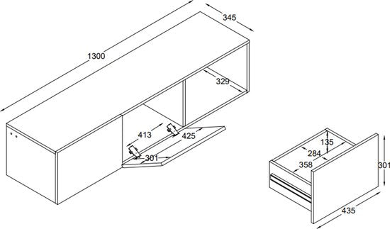 VDD - TV meubel - Zwevend tv meubel - TV kast - Hangend tv meubel