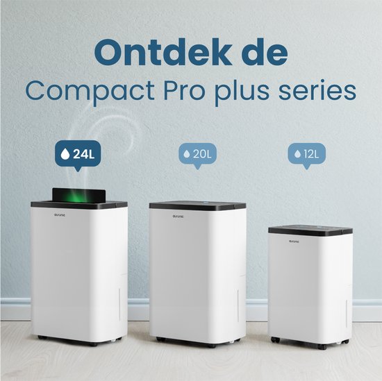 Auronic Luchtontvochtiger - Compact Pro Plus - 24L - Slaapkamer, Badkamer, Woonkamer en Kantoor - Vochtvreter voor in Huis - Wit
