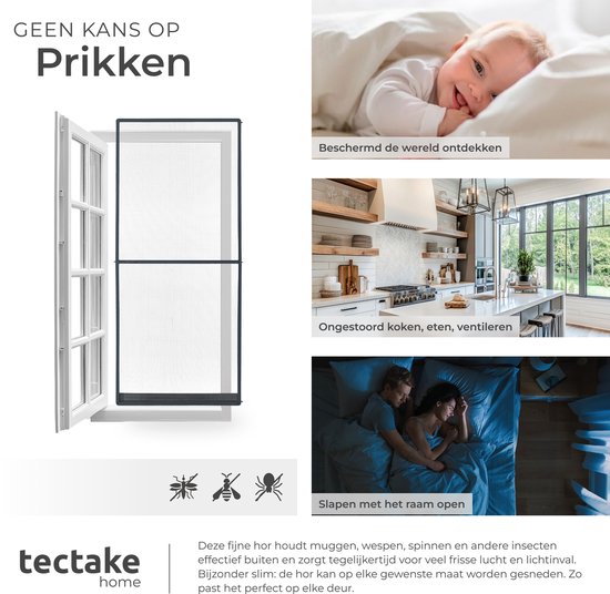 tectake® Hordeur 95 x 210 cm – Insectenhor met Aluminium Frame – Op Maat te Maken – Glasvezel Muggengaas – Weer- en UV-bestendig – Incl. Montagemateriaal – Antraciet