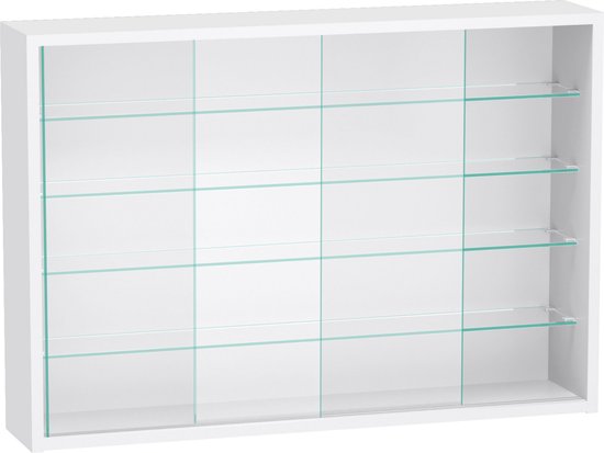 Vitrinekast staande hangende wandvitrine - schuifdeuren - 75 x 55 x 14 cm