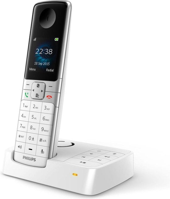 Philips D6351W Draadloze Telefoon met Antwoordapparaat - 1,8" Display - Telefoonboek tot 100 Namen - Nummerherkenning en -Blokkering - Plug & Play - Wit