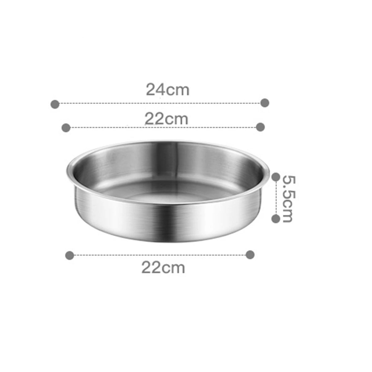 Maxcook Diep Bord RVS 304 - Zilver - 24 cm - Onbreekbaar, Oven & Inductie Geschikt