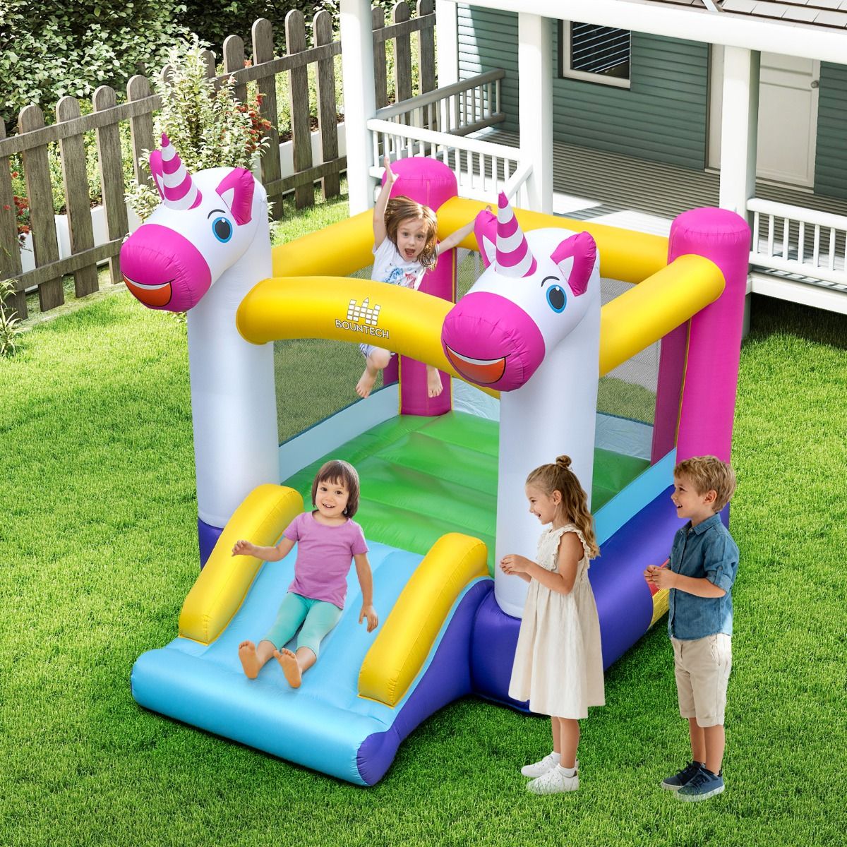Coast Opblaasbaar Speelkasteel - 2-in-1 Trampoline met Glijbaan - Voor Kinderen - Multicolor