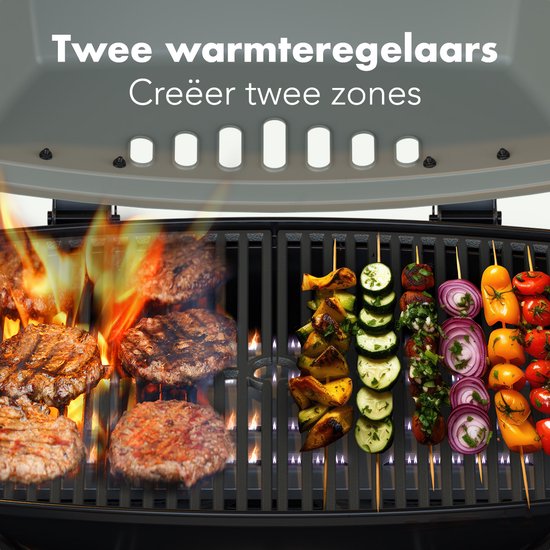 KitchenBrothers Gas BBQ - Staand en Tafelmodel Barbecue - Tafelbarbecue - Anti-aanbaklaag - 37x48 cm Grilloppervlak - Zwart
