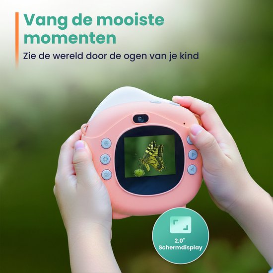 ODESSEY Kindercamera met Printer - Full HD - Selfie Camera - 32GB SD Kaart - Foto - Video - Spelletjes - Digitale Camera Kinderen - Fototoestel voor kinderen - Roze