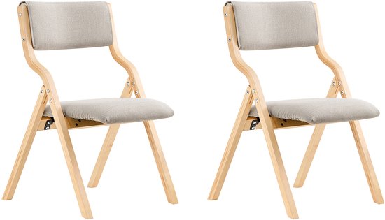 SoBuy Set van 2 Klapstoel, Bureaustoel met Gestoffeerd Zitkussen, Eetkamerstoel, Lichtgrijs, 49x80x54cm, FST40-HGx2 - voor Eetkamer, Keuken, Woonkamer of Thuiswerkplek