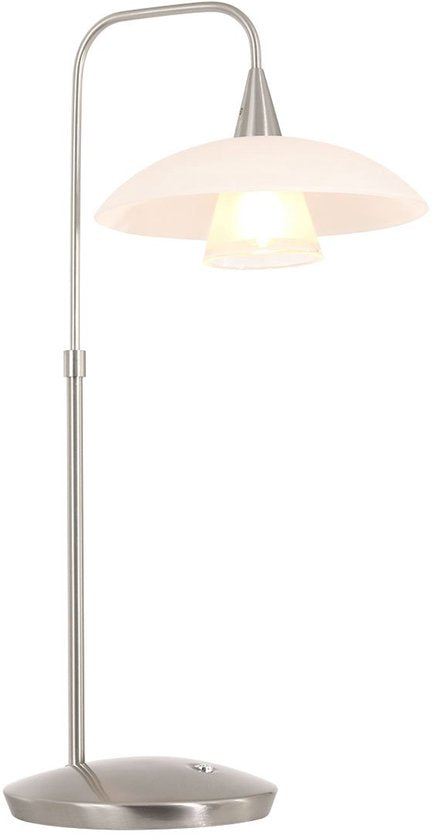 Tafellamp Tallerken 2657ST - Staal/Wit - Modern Design - Inclusief LED Lichtbron - Steinhauer