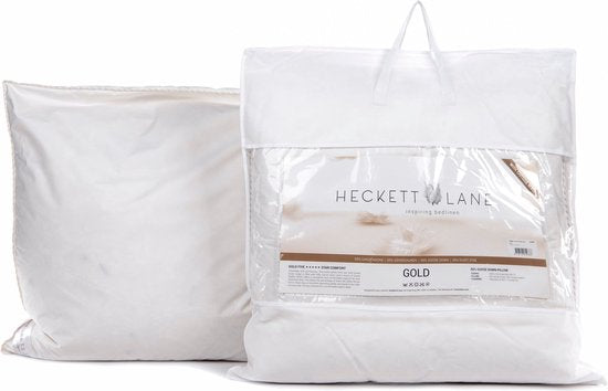 Heckettlane Hoofdkussen - Boxkussen met Veren en Dons - Koel kussen - 60x70 cm - Voor Rug-, Zijslaper en Buikslaper - 1 Stuks