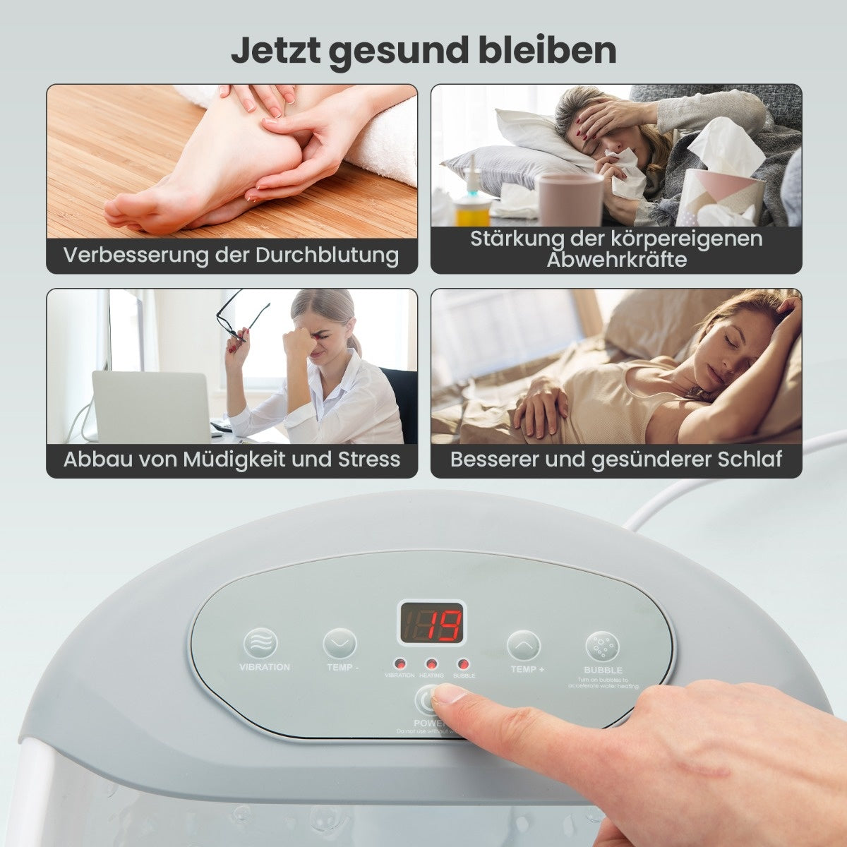 Coast voetmassage apparaat voetbadbadbad met verwijderbare pedicure steen 1 uur automatische uitschakelen grijs