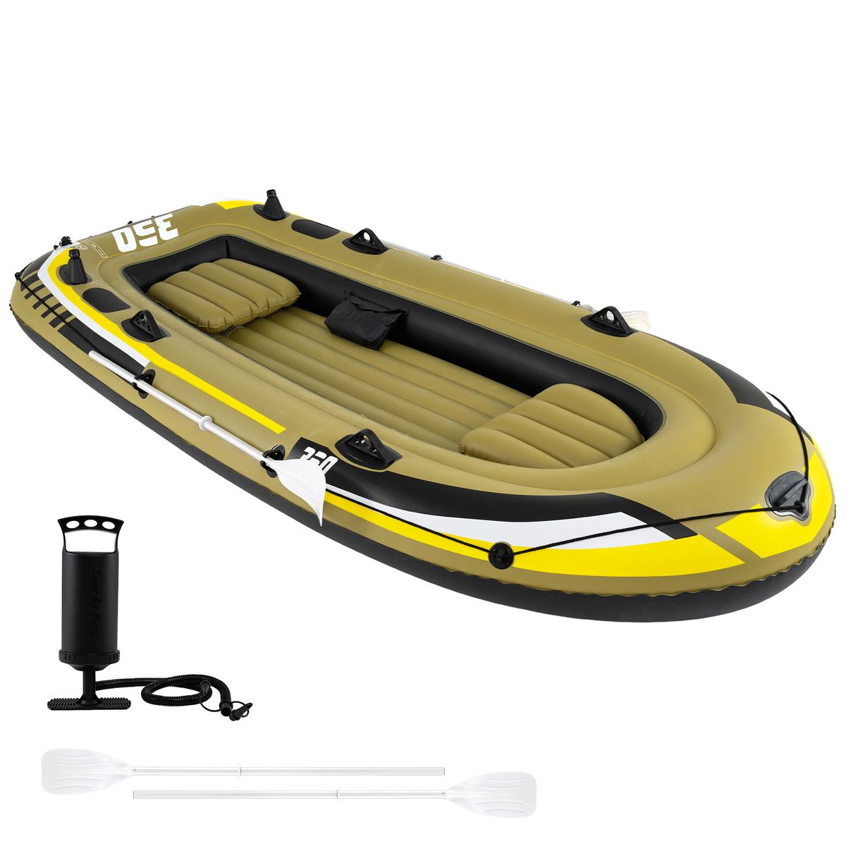 Coast Opblaasbare vissersboot - 3 luchtkamers - inclusief peddels en pomp - groen - 305 x 136 x 42 cm