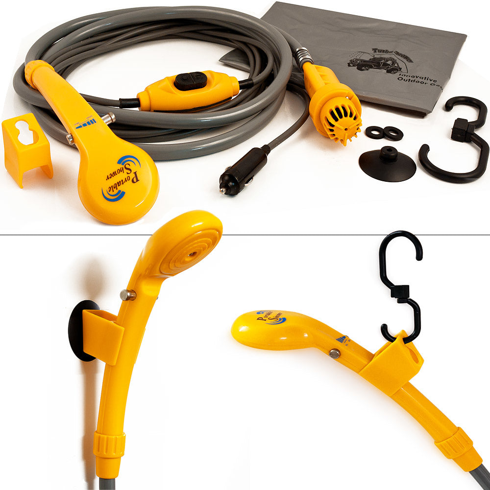 Campingdouche met dompelpomp – tuindouche – buitendouche - inclusief zuignap en houder