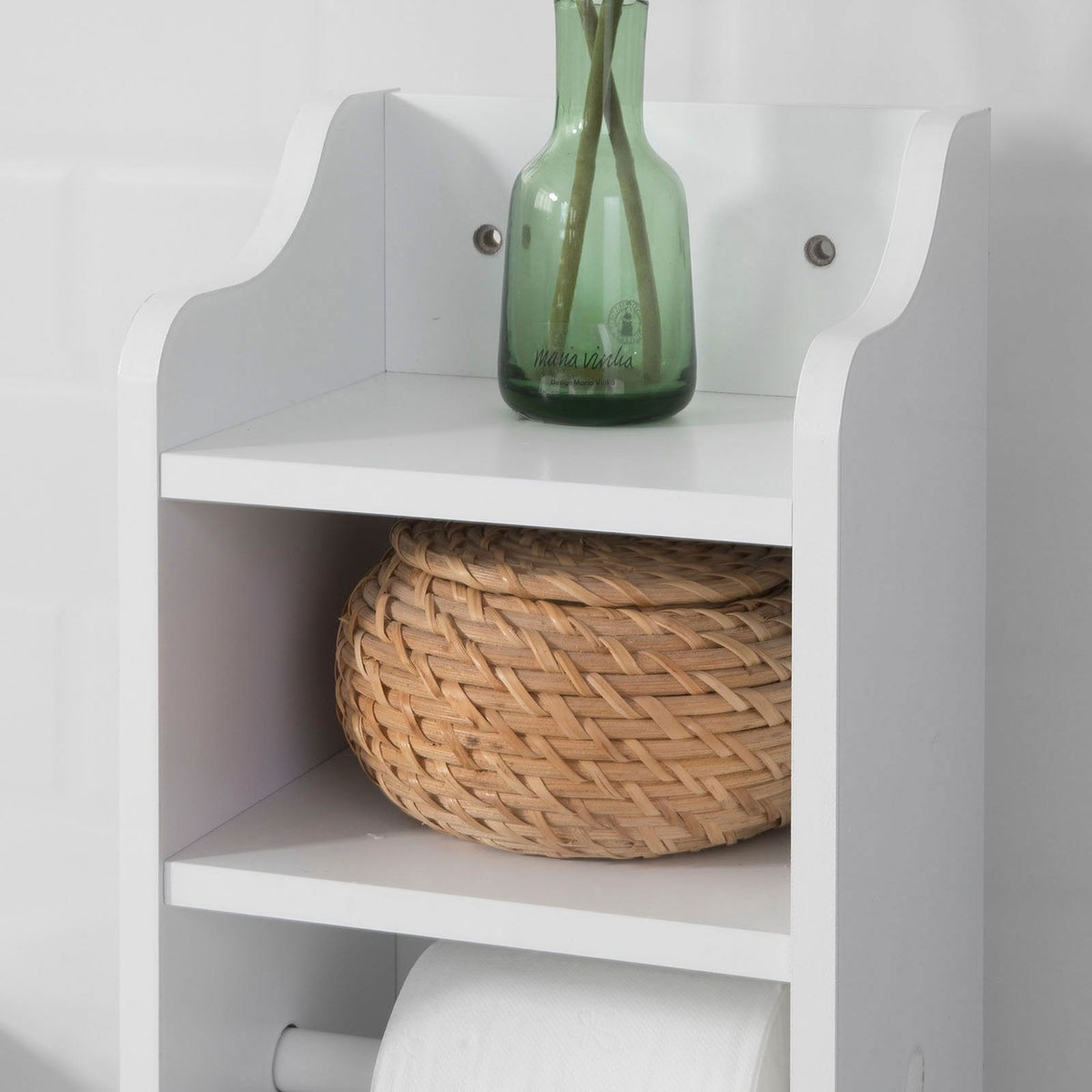 SoBuy Toiletkast met WC-Rolhouder - Wit - 20x100x18 cm