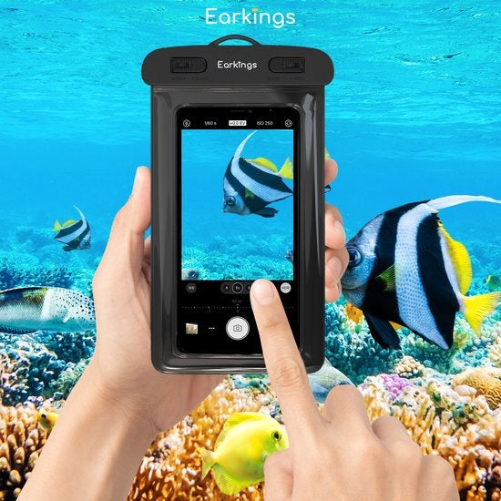 Waterdichte telefoonhoesjes - Drybag Set van 2 stuks - Onderwater Hoesje Telefoon voor Alle Telefoons - Waterdicht telefoonhoesje Earkings - Zwart & Blauw
