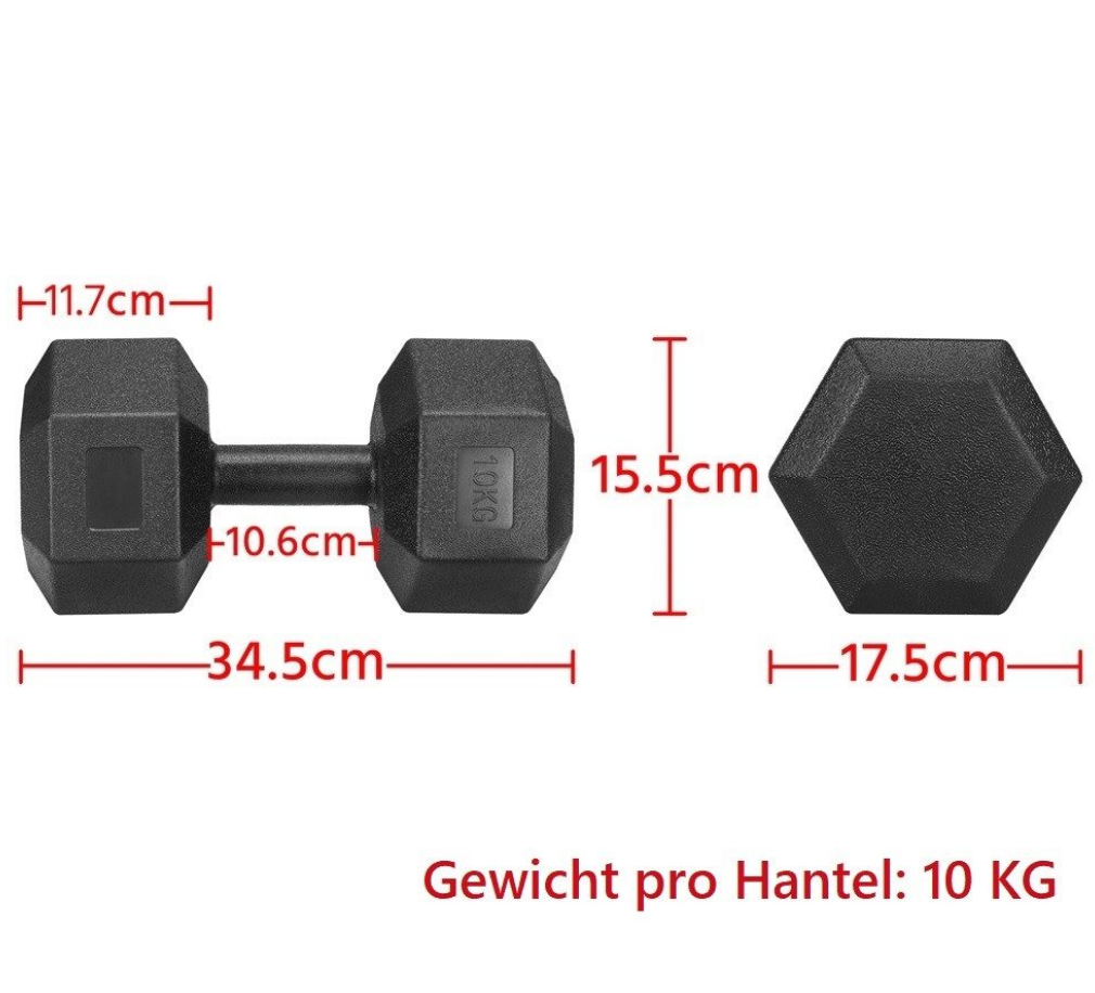 Yaheetech Dumbbell Set 20 kg - 2x 10 kg - Zwart - 34,5 x 17,5 x 15,5 cm