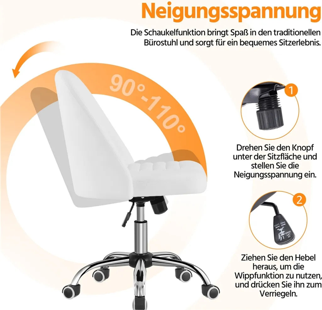 Yaheetech Bureaustoel Wit Ergonomisch Gestoffeerd