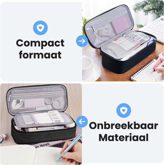 Diydash Etui - Pennenzak - Pennenetui - Schooletui - Grote Etui - Schoolspullen - Trousse Scolaire - Voor meisjes, jongens en volwassenen - Zwart
