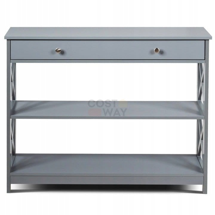 Coast Console Tafel 3 Niveau met Lade Houten Haltafel 100 x 30 x 80 cm Grijs